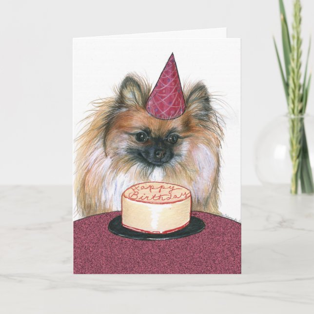 Cartão Pomeranian Happy Birthday Card (Frente)