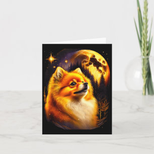 Cartão Pomeranian Uivando para a Lua Vintage 90s