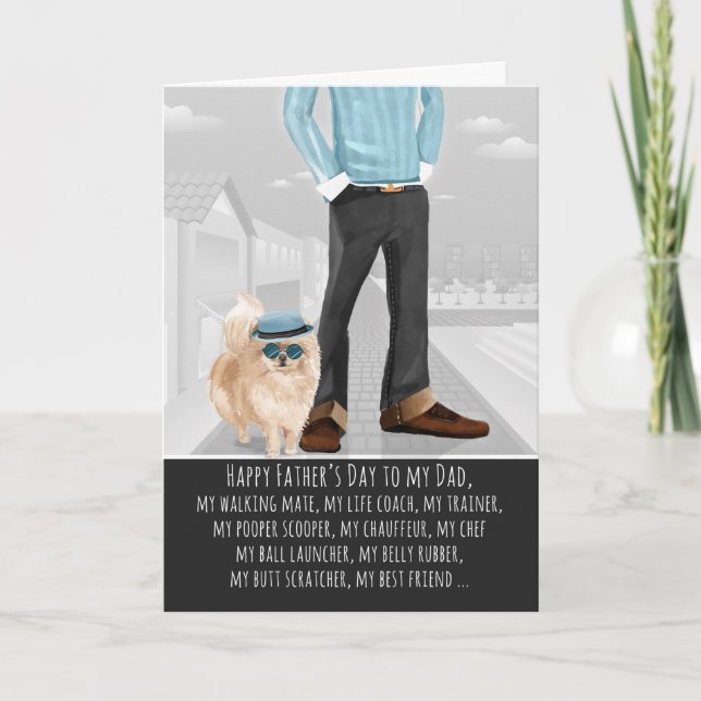 Cartão Pomeraniana do Dia de os pais de Cachorro (Frente)