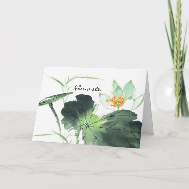 Cartão POND LOTUS PAZ l Arte de Pintura com Pincel Chinês (Frente)