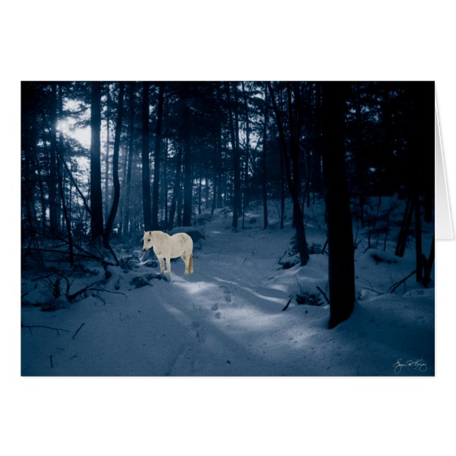 Cartão Pôneo Espírito numa Madeira Azul (Frente Horizontal)