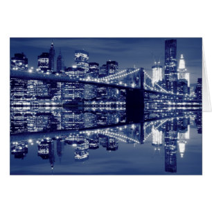 Cartão Ponte Brooklyn à noite, Nova Iorque