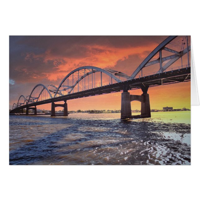 Cartão Ponte centenária no por do sol (Frente horizontal)