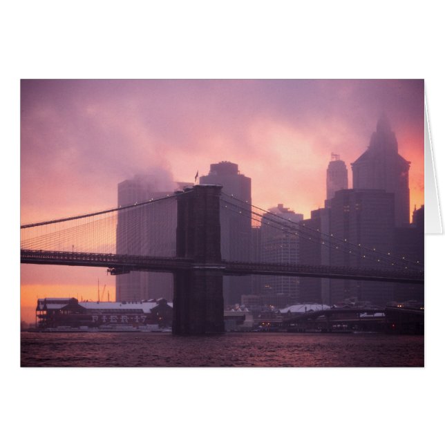 Cartão Ponte de Brooklyn durante a tempestade de neve (Frente Horizontal)