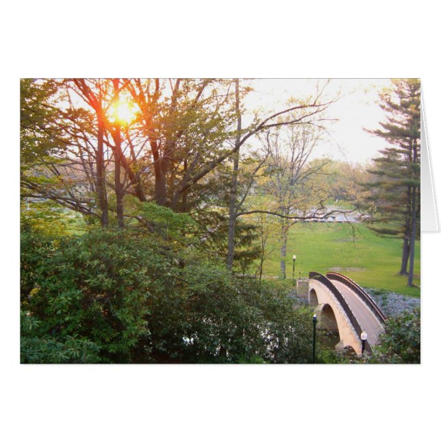 Cartão Ponte do Arco-íris Sunset no Grove City College (Frente Horizontal)