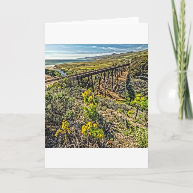 Cartão Ponte ferroviária na praia de Jalama (Frente)