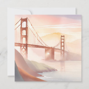 Cartão Ponte Golden Gate Nascer do Sol Aquarela Bonita