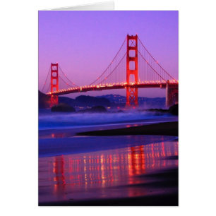 Cartão Ponte ouro sobre Baker Beach no Sundown