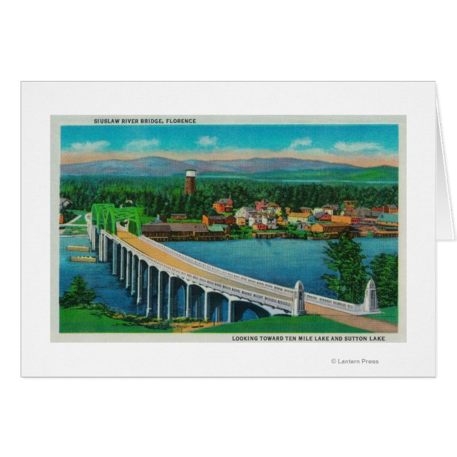 Cartão Ponte Siuslaw River em Florença, Oregon (Frente Horizontal)