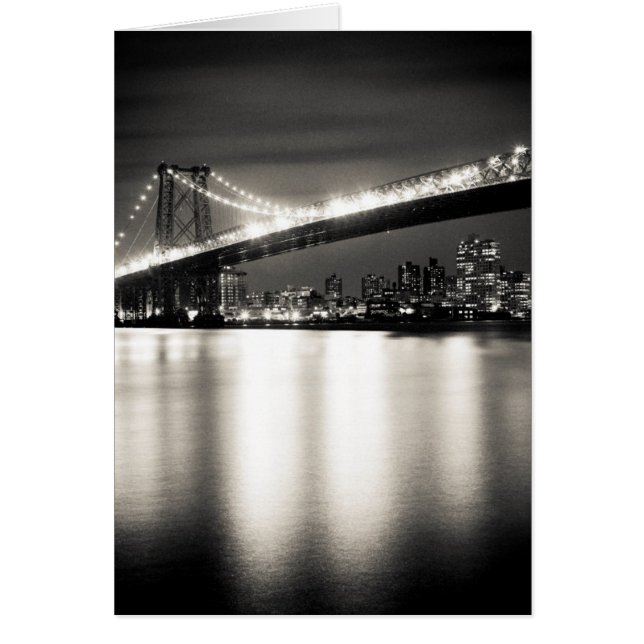 Cartão Ponte Williamsburg em Nova Iorque à noite (Frente)
