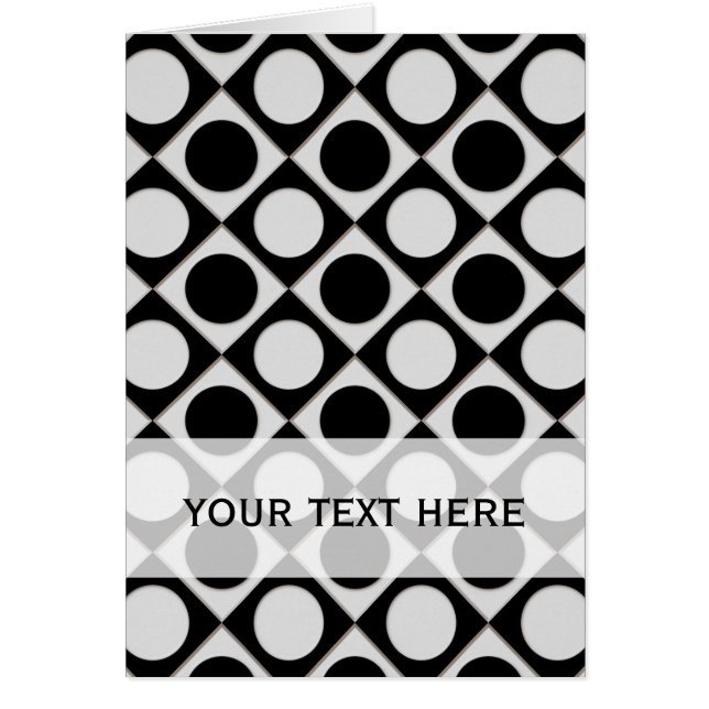 Cartão Pontos & quadrados / branco preto + suas ideias (Frente)
