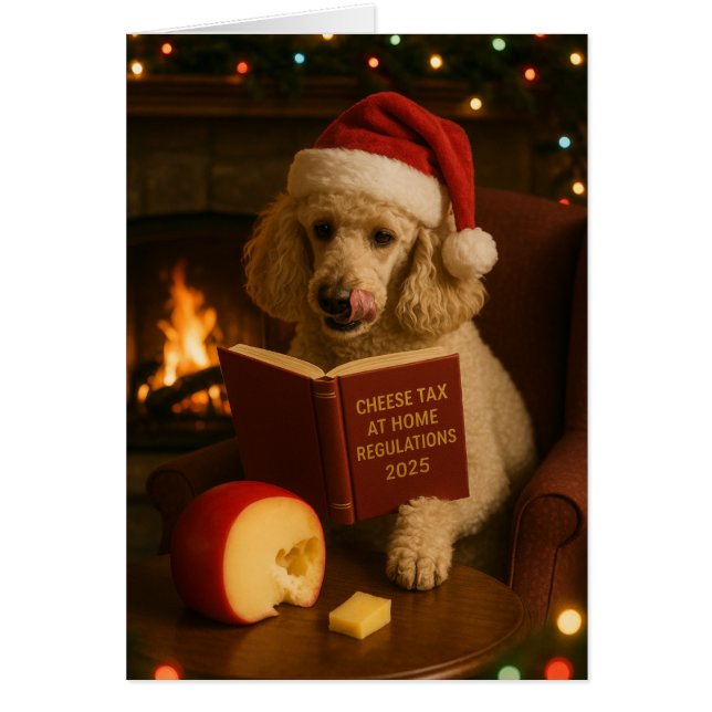 Cartão Poodle 'Cheese Tax' Christmas card (Frente)