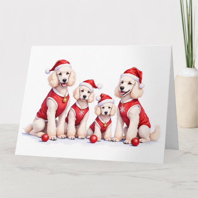 Cartão Poodle Christmas Dress Santa Hat (Frente)