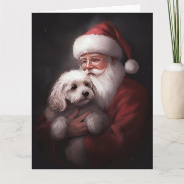 Cartão Poodle com Papai Noel Natal Festivo (Frente)
