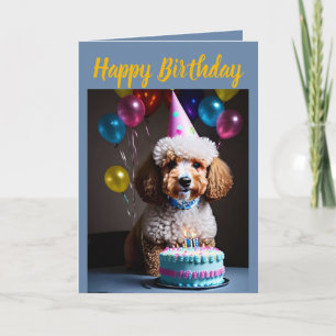 Cartão Poodle Cute Birthday