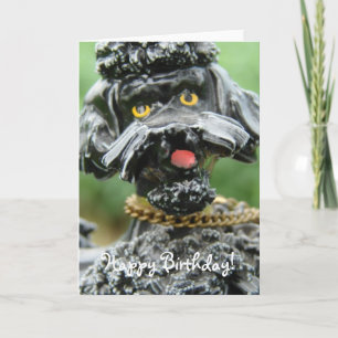 Cartão Poodle da Antitque Negra, Feliz Aniversário!