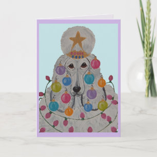 Cartão Poodle Decorado para o Natal