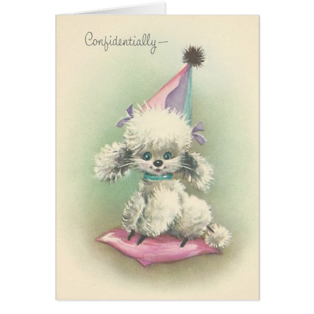 Cartão Poodle do Partido Vintage (Frente)