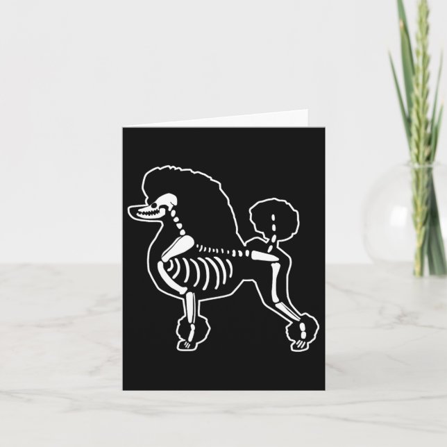Cartão Poodle Dog Skeleton Halloween Dogs Lover Ow (Frente)