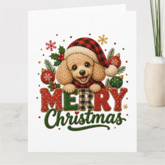 Cartão Poodle Fofo Feliz Natal