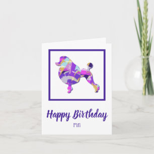 Cartão Poodle French Dog Silhouette Purple PY&B Birthday