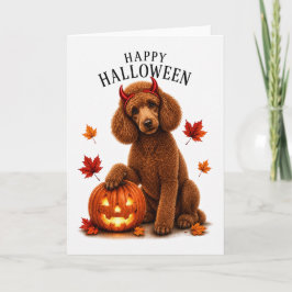 Cartão Poodle Halloween Diabo Cão