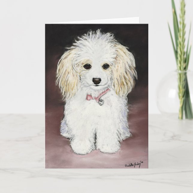 Cartão Poodle Original Dog Art Pastel Greeting Card (Frente)