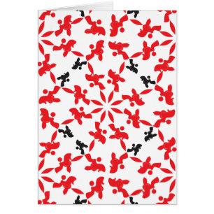 Cartão Poodle Pattern red