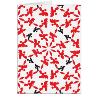 Cartão Poodle Pattern red