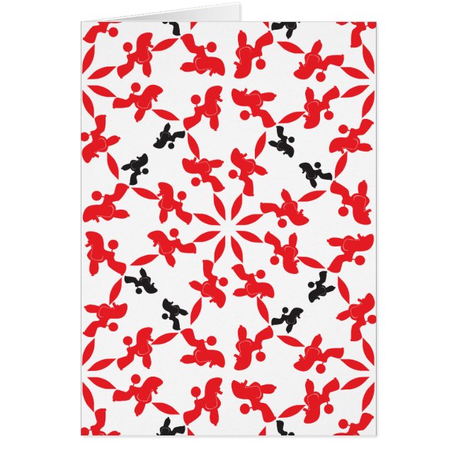Cartão Poodle Pattern red (Frente)
