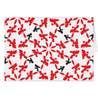 Cartão Poodle Pattern red