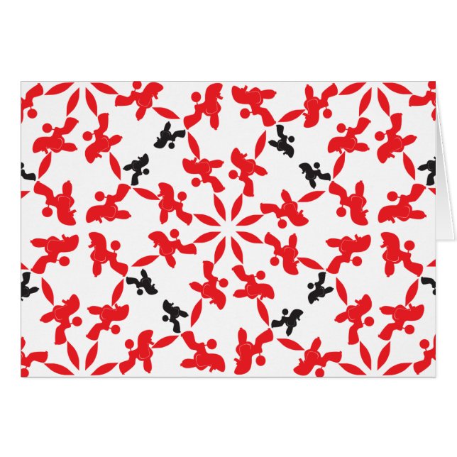 Cartão Poodle Pattern red (Frente Horizontal)