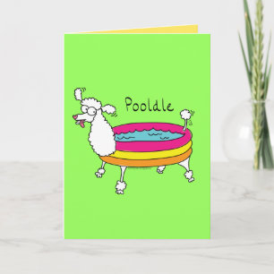 Cartão Poodle Piscina Cute Summer Greeting Pooldle