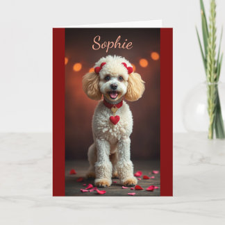 Cartão Poodle Portrait with Heart Bows Valentine's Day