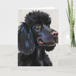 Cartão Poodle Preto Pet Aquarela Cachorro