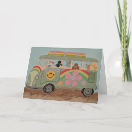 Cartão Poodles in Hippy Van