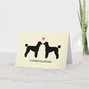 Cartão Poodles Pretos Padrão Casamento Parabéns