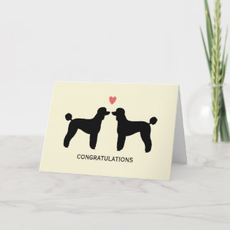 Cartão Poodles Pretos Padrão Casamento Parabéns