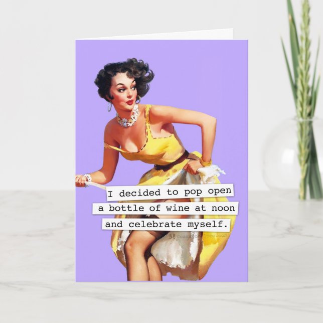 Cartão Pop Abrir uma garrafa de vinho Aniversário (Frente)