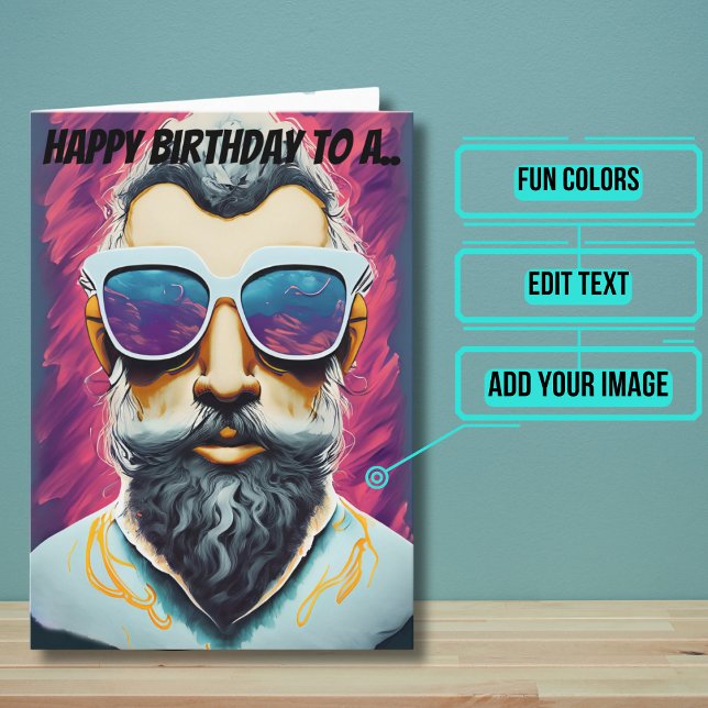 Cartão Pop Art Bearded Duo Birthday (This unique funny card is specifically for the friend in your life with the awesome beard. )