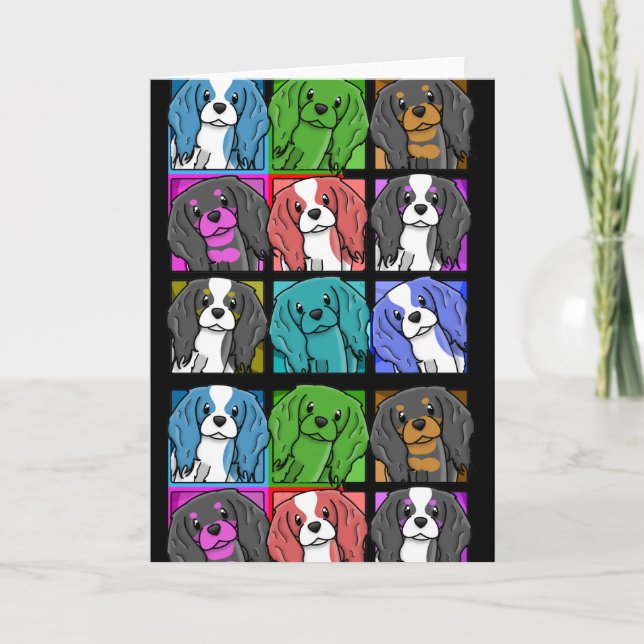 Cartão Pop Art Cavalier King Charles Spaniel (Frente)