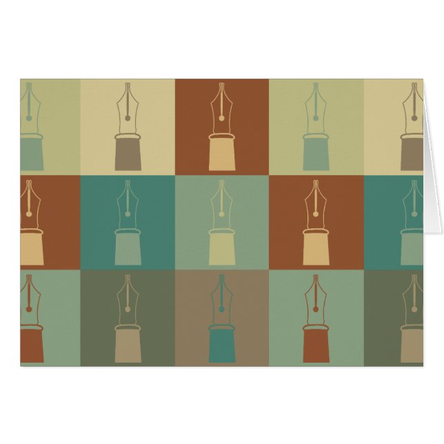 Cartão Pop art da caneta de fonte (Frente Horizontal)