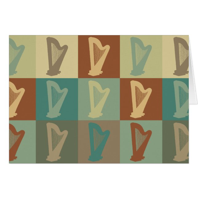 Cartão Pop art da harpa (Frente Horizontal)