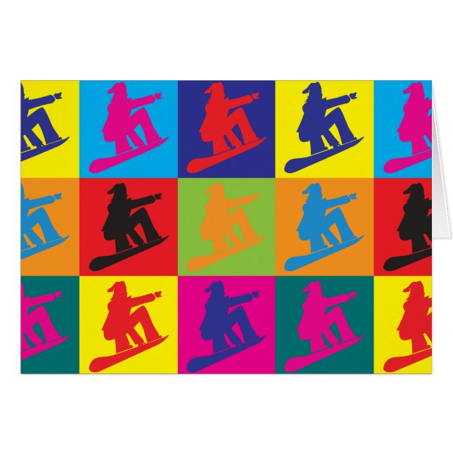 Cartão Pop art da snowboarding (Frente Horizontal)