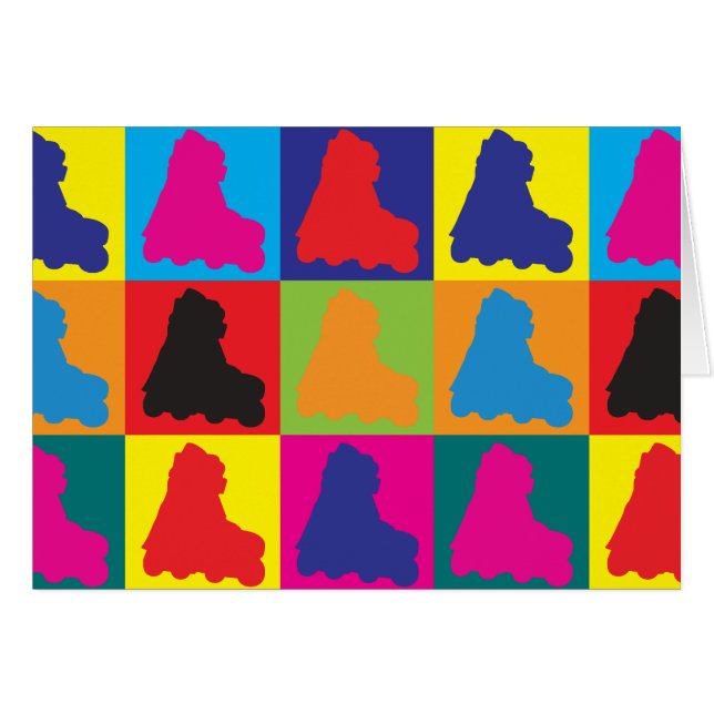 Cartão Pop art de patinagem (Frente Horizontal)