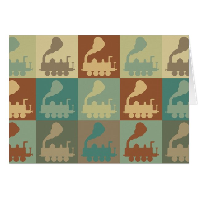 Cartão Pop art do trem (Frente Horizontal)