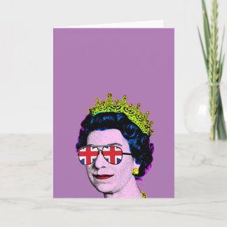 Cartão Pop Art Moderno Diversão HM Queen em óculos Union