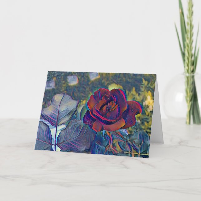 Cartão Pop Art Rosa vermelha (Frente)