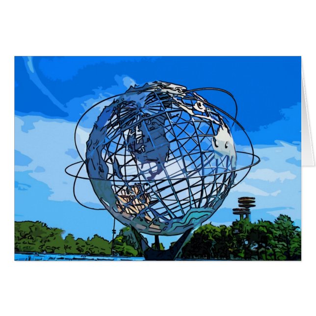 Cartão Pop art Unisphere (Frente Horizontal)