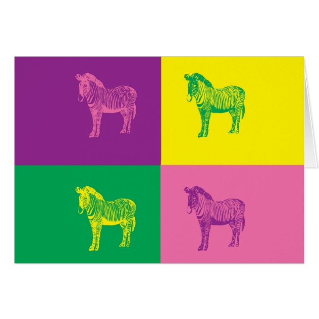Cartão Pop Art Zebra (Frente Horizontal)